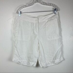 J. Jill 100% Linen White Beach Summer Adjustable length Long Shorts women’s 10‎